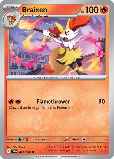 Braixen - 012/086 - Reverse Holo